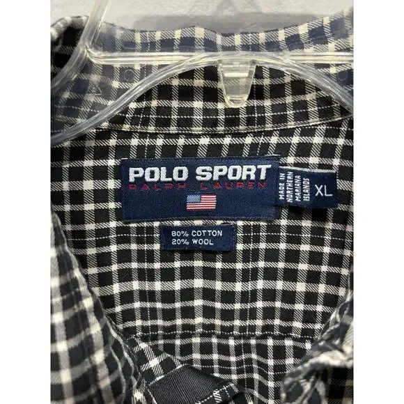 Vintage Polo Sport Ralph Lauren Plaid Shirt Wool Blend Mens SIze XL Gorpcore - Picture 3 of 5